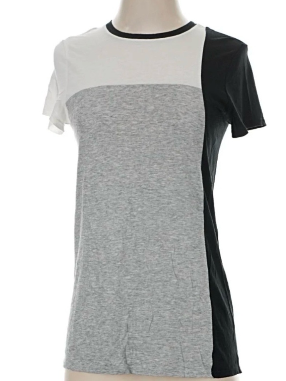 VINCE Colorblock Crewneck T-Shirt - Gray/White/Black
